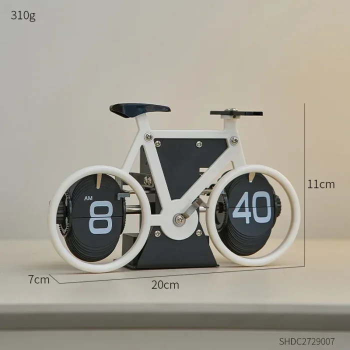 Bicycle Modern Artificial Flip Down Page Desk Clock Retro Flip Table Clock Stainless Steel Mechanical Automatic Clock Home Decor – Image 3