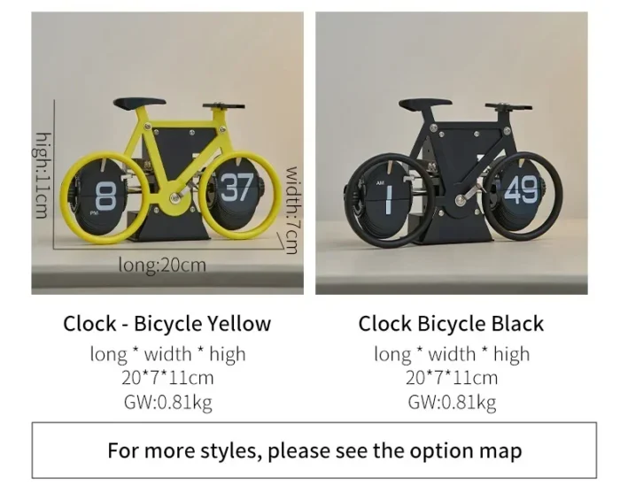 Bicycle Modern Artificial Flip Down Page Desk Clock Retro Flip Table Clock Stainless Steel Mechanical Automatic Clock Home Decor – Image 8