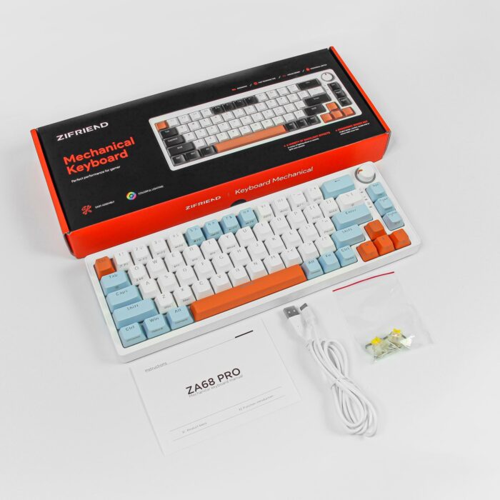 ZA68 Hot Swappable Full Rgb Mechanical Keyboard – Sky Blue – Yellow Tnt custom linear Switch – Image 4