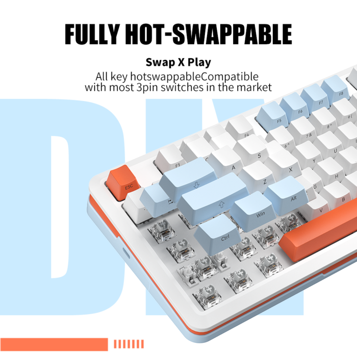 S82 Wired Swappable 3pin Switch keyboard Mechanical 75% Gasket LED Backlit Gaming Mechanical Keyboard 82 Keys Outemu Silver Single Light (salamon) – Image 8