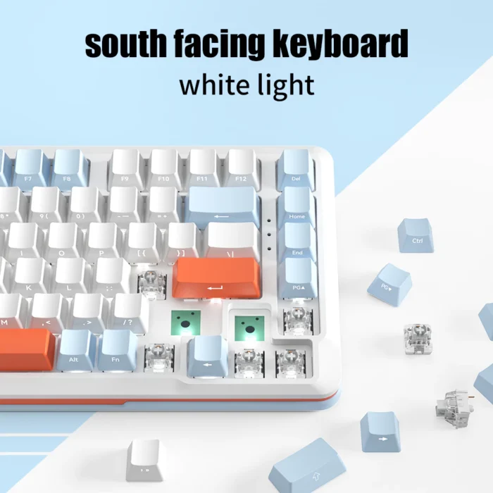 S82 Wired Swappable 3pin Switch keyboard Mechanical 75% Gasket LED Backlit Gaming Mechanical Keyboard 82 Keys Outemu Silver Single Light (salamon) – Image 10