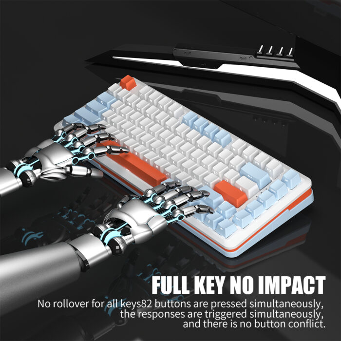 S82 Wired Swappable 3pin Switch keyboard Mechanical 75% Gasket LED Backlit Gaming Mechanical Keyboard 82 Keys Outemu Silver Single Light (salamon) – Image 4