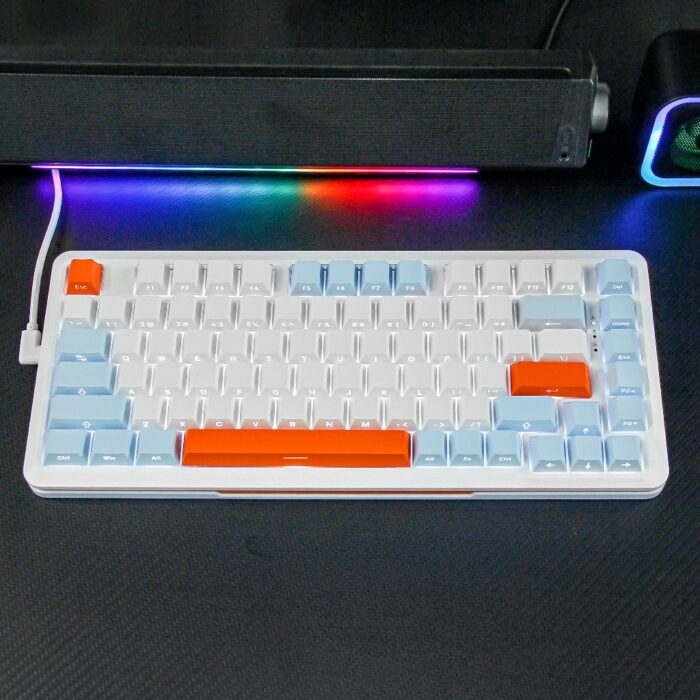 S82 Wired Swappable 3pin Switch keyboard Mechanical 75% Gasket LED Backlit Gaming Mechanical Keyboard 82 Keys Outemu Silver Single Light (salamon) – Image 3